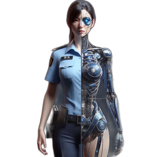 robot, dress, jacket, staff transparent PNG cut-out
