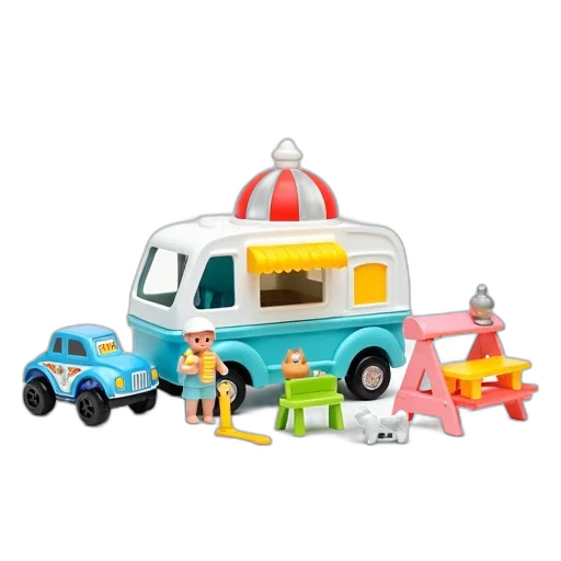car, 3d render, beach, colorful transparent PNG cut-out