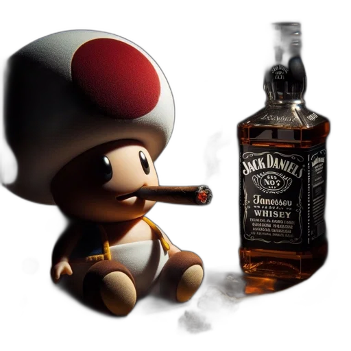 bottle, hat, 3d render, concept art transparent PNG cut-out
