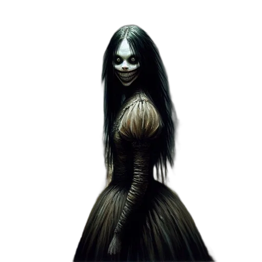 dress, mask, hair, creature transparent PNG cut-out