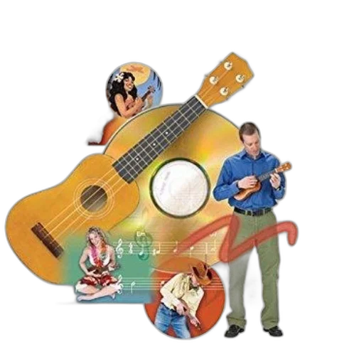 concept art, cartoon, 3d render, ukulele transparent PNG cut-out