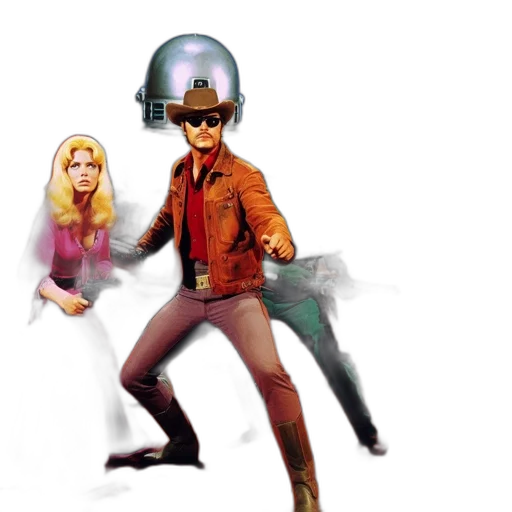 hat, jacket, robot, staff transparent PNG cut-out