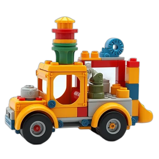 car, 3d render, building, blocks transparent PNG cut-out