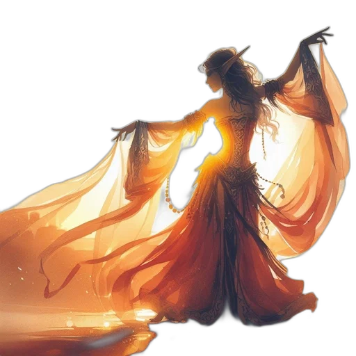 dress, staff, dragon, concept art transparent PNG cut-out