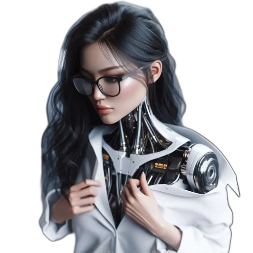 robot, jacket, jewelry, staff transparent PNG cut-out