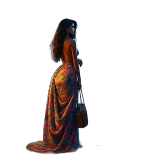 dress, jewelry, staff, creature transparent PNG cut-out
