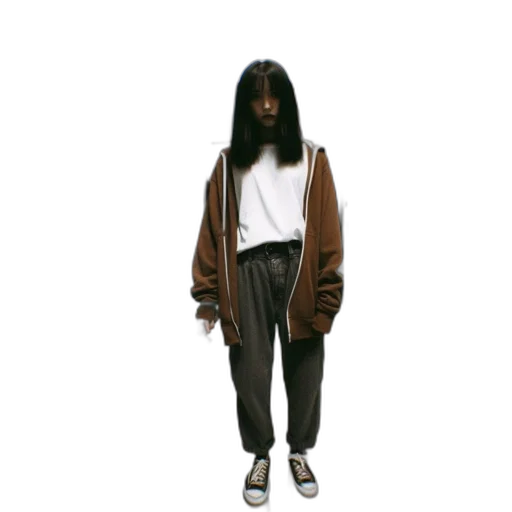 jacket, staff, hair, creature transparent PNG cut-out