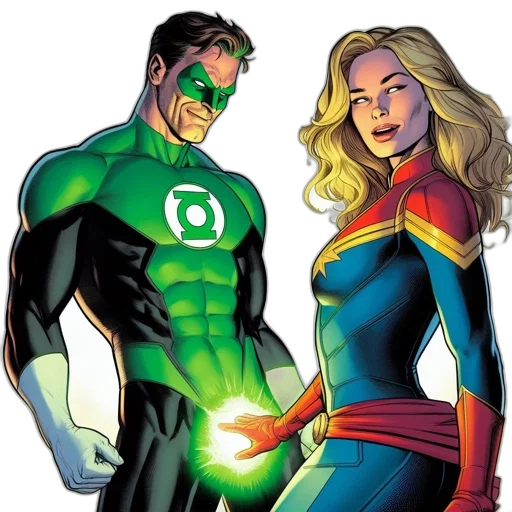comic book art, concept art, green, two transparent PNG cut-out