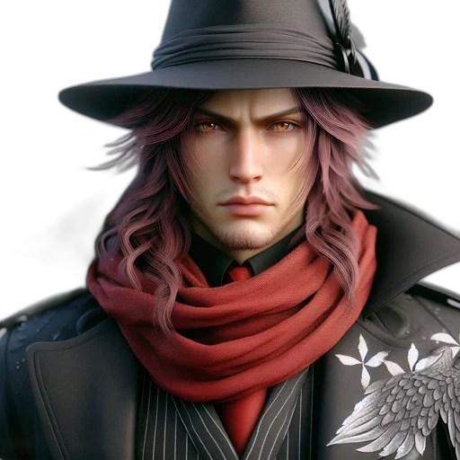 hat, jacket, staff, face transparent PNG cut-out