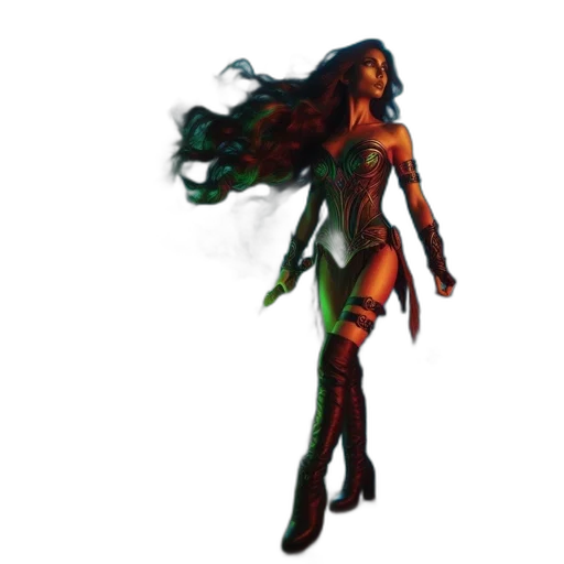 dress, hair, staff, concept art transparent PNG cut-out