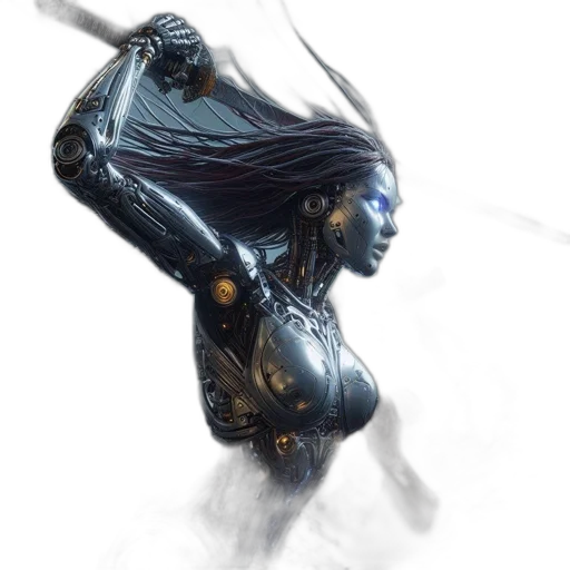 sword, robot, hair, weapon transparent PNG cut-out