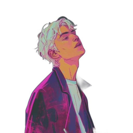jacket, creature, face, vaporwave transparent PNG cut-out