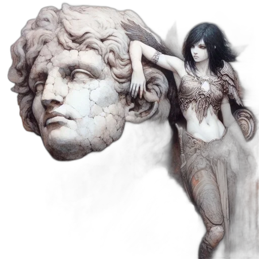 face, fantasy art, concept art, photorealistic transparent PNG cut-out