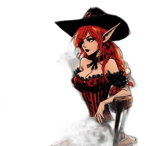 staff, hat, dress, fantasy art transparent PNG cut-out