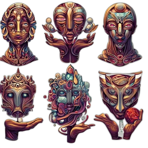 mask, crown, concept art, fantasy art transparent PNG cut-out