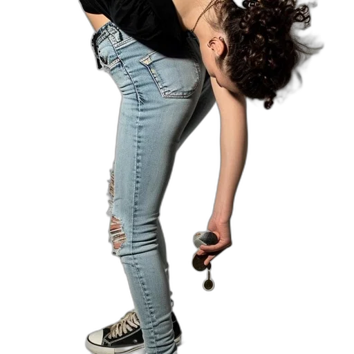 jacket, staff, hair, shoes transparent PNG cut-out