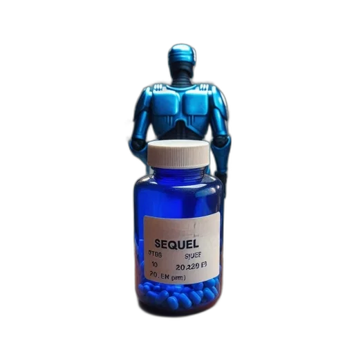 bottle, robot, 3d render, blue transparent PNG cut-out