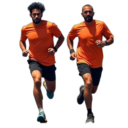 chico, running, team, two transparent PNG cut-out