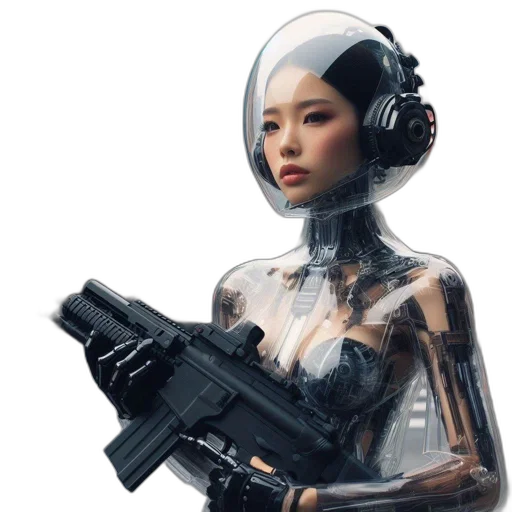 robot, weapon, cyberpunk, concept art transparent PNG cut-out