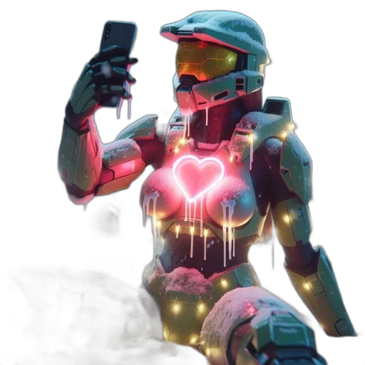 robot, weapon, concept art, vaporwave transparent PNG cut-out