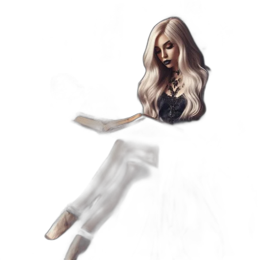 dress, hair, staff, concept art transparent PNG cut-out
