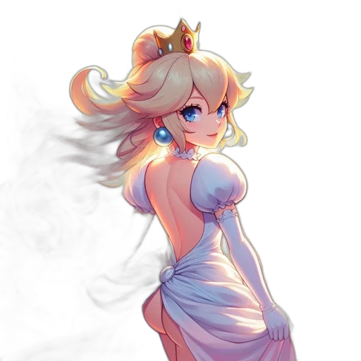 dress, crown, staff, anime transparent PNG cut-out