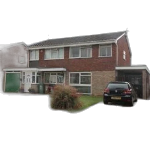 3d render, two-story, brick, house transparent PNG cut-out