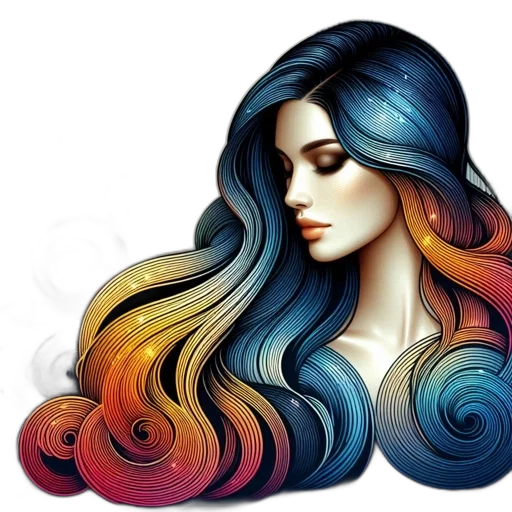 hair, jewelry, fantasy art, watercolor transparent PNG cut-out