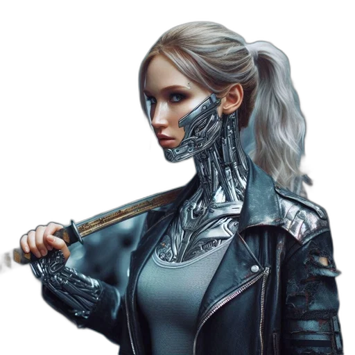 robot, jacket, staff, face transparent PNG cut-out