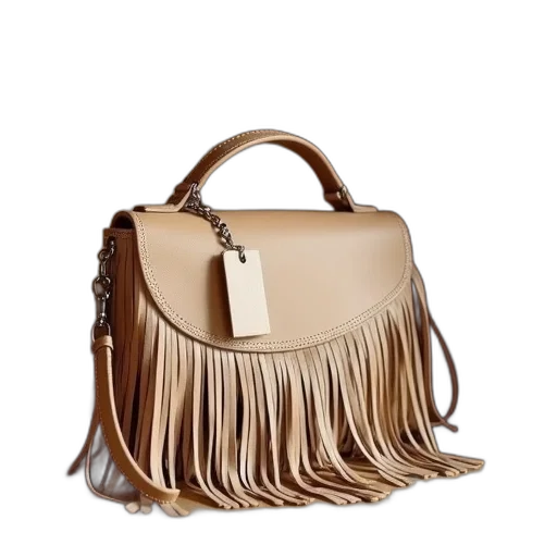 earth tones, beige, handbag, fringed transparent PNG cut-out