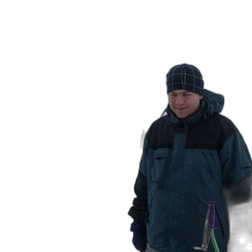 jacket, staff, snow, fog transparent PNG cut-out