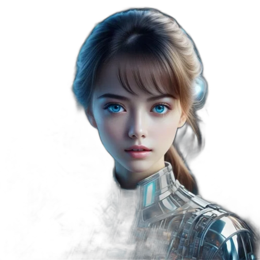 face, robot, photorealistic, fantasy art transparent PNG cut-out