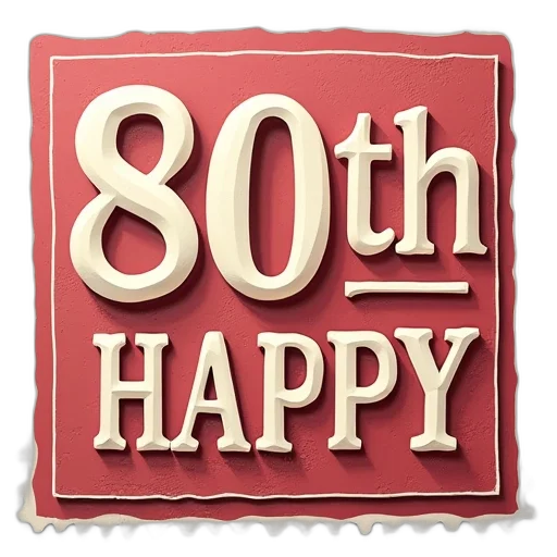 3d render, 80th, birthday, square transparent PNG cut-out