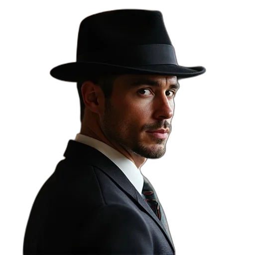 hat, staff, face, photorealistic transparent PNG cut-out