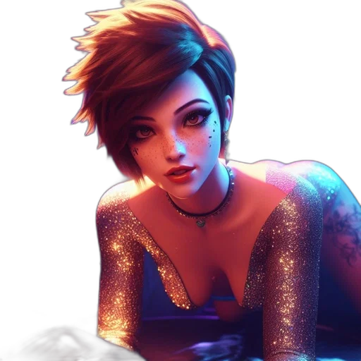 face, dress, concept art, cyberpunk transparent PNG cut-out