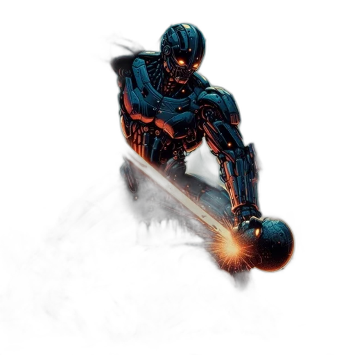 robot, weapon, sword, comic book art transparent PNG cut-out