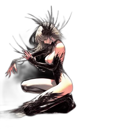 dress, creature, hair, mask transparent PNG cut-out