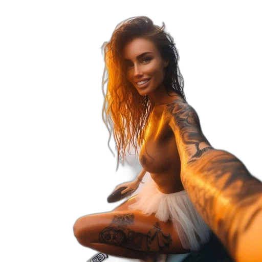dress, dragon, hair, creature transparent PNG cut-out
