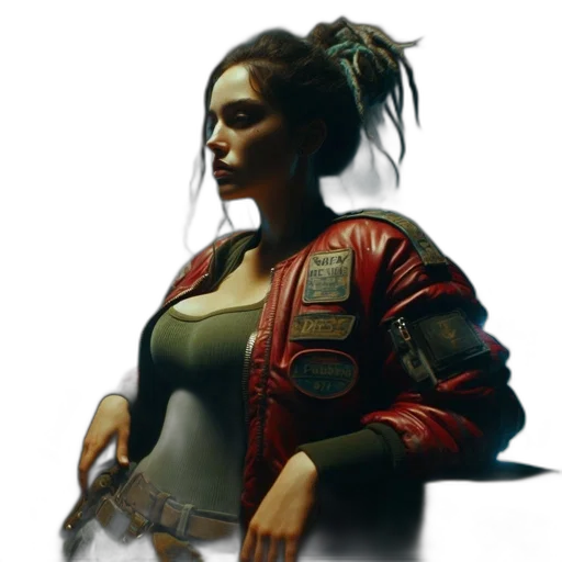 jacket, staff, weapon, face transparent PNG cut-out