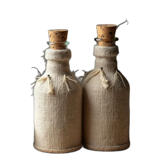 bottle, 3d render, earth tones, two transparent PNG cut-out