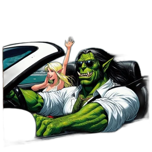 car, comic book art, concept art, fantasy art transparent PNG cut-out