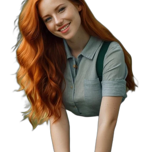 hair, jacket, dress, staff transparent PNG cut-out
