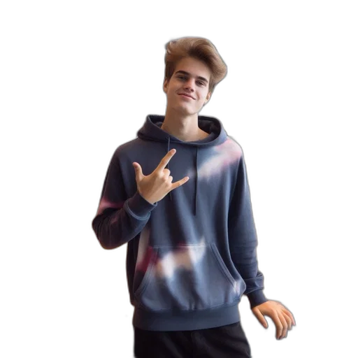 jacket, creature, hair, vaporwave transparent PNG cut-out