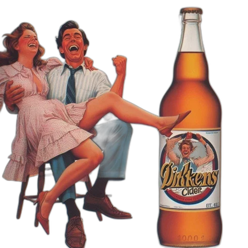 bottle, vintage, dickens, cider transparent PNG cut-out