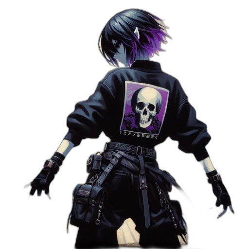 jacket, weapon, staff, cyberpunk transparent PNG cut-out