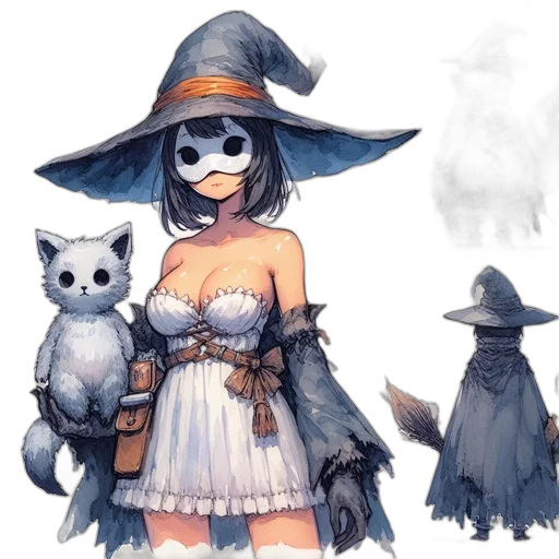 mask, dress, staff, hat transparent PNG cut-out