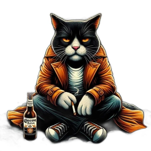 jacket, bottle, pixel art, comic book art transparent PNG cut-out