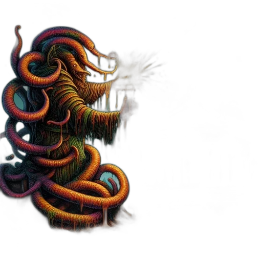 creature, hair, dragon, staff transparent PNG cut-out