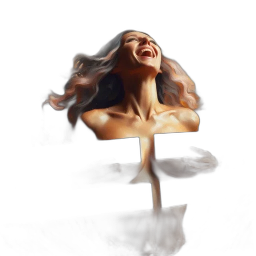 face, hair, umbrella, photorealistic transparent PNG cut-out