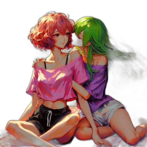 vaporwave, watercolor, anime, pixel art transparent PNG cut-out